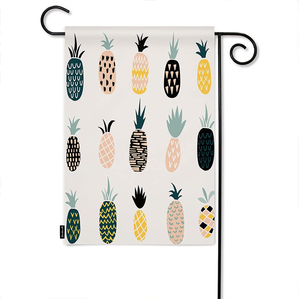Beabes Double Sided Garden Flag - 12x18 Inch Cartoon Pineapple Design, Tropical Fruit Theme for Summer Decor, Perfect for Patio, Lawn, Villa, Park & Outdoor Spaces | Sweet Welcome Yard Banner for Porch & Garden Decorations