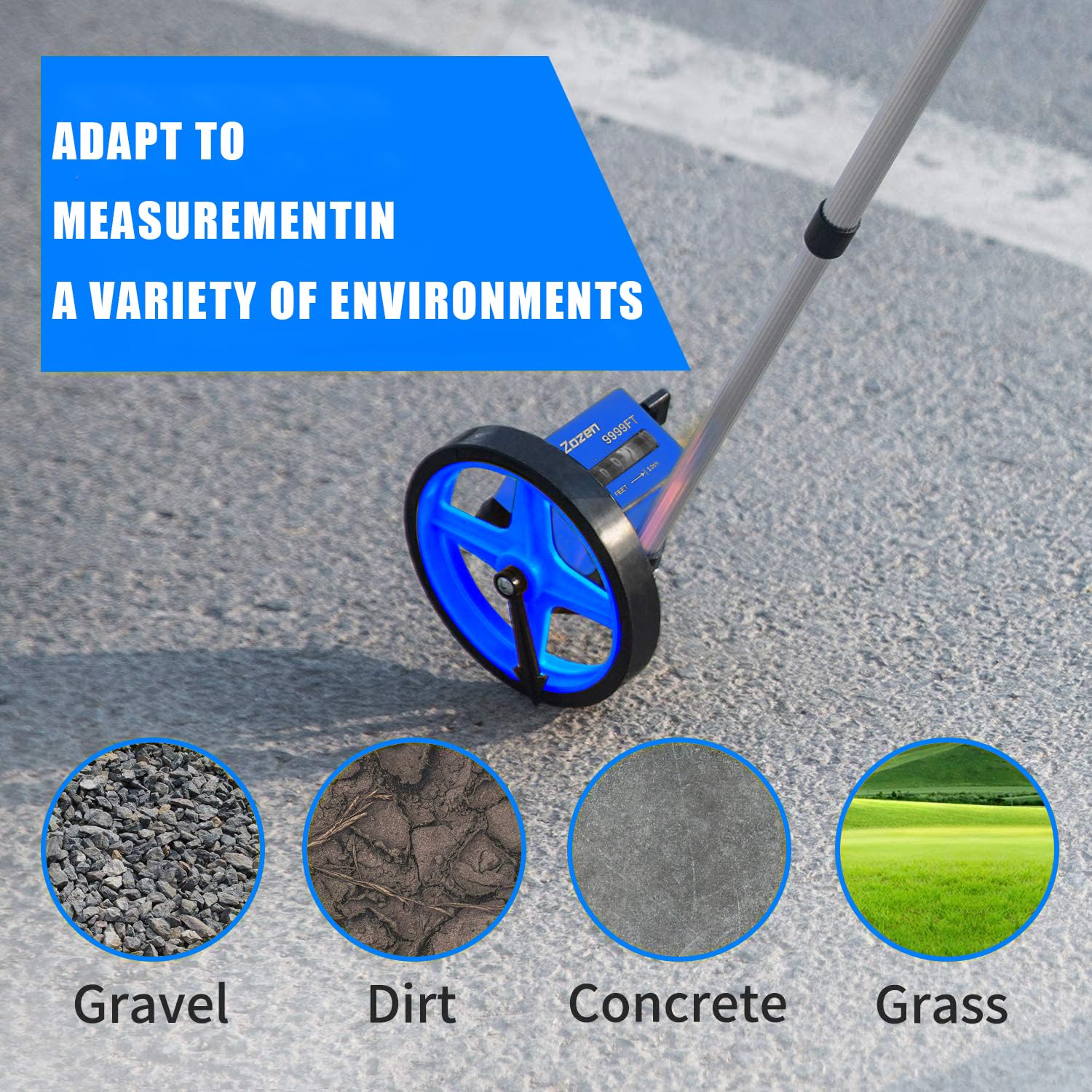 Zozen 6-Inch Measuring Wheel - Collapsible Distance Measuring Tool with Carrying Bag (Up to 10,000Ft) - Perfect for Landscaping, Construction, and DIY Projects