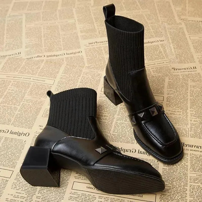 Black Women's Ankle Sock Boots - Comfortable & Stylish Boot Socks for Casual Wear, Work & Winter Outfits | Fashionable Footwear for Everyday Use