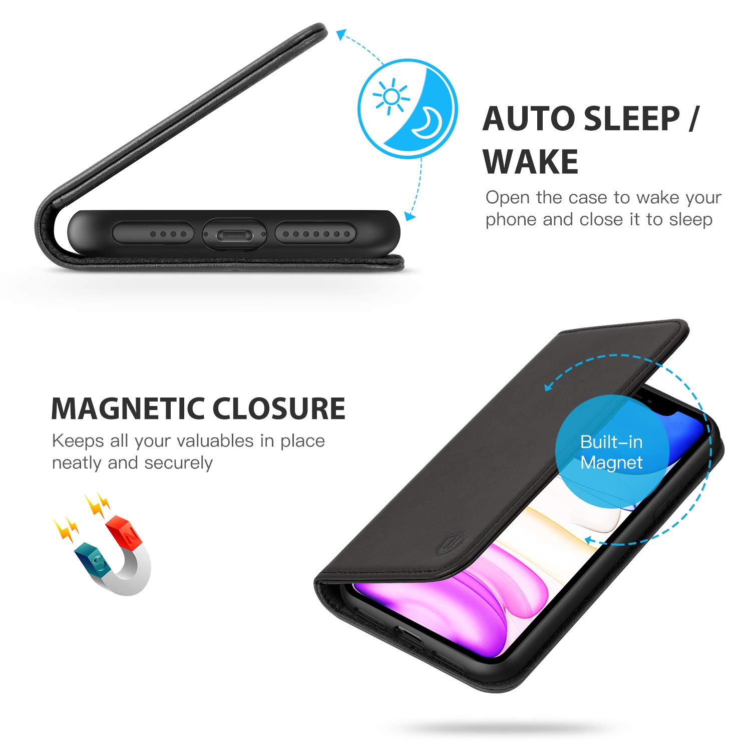 Premium SHIELDON Genuine Leather Wallet Case for iPhone 11 Pro Max (6.5