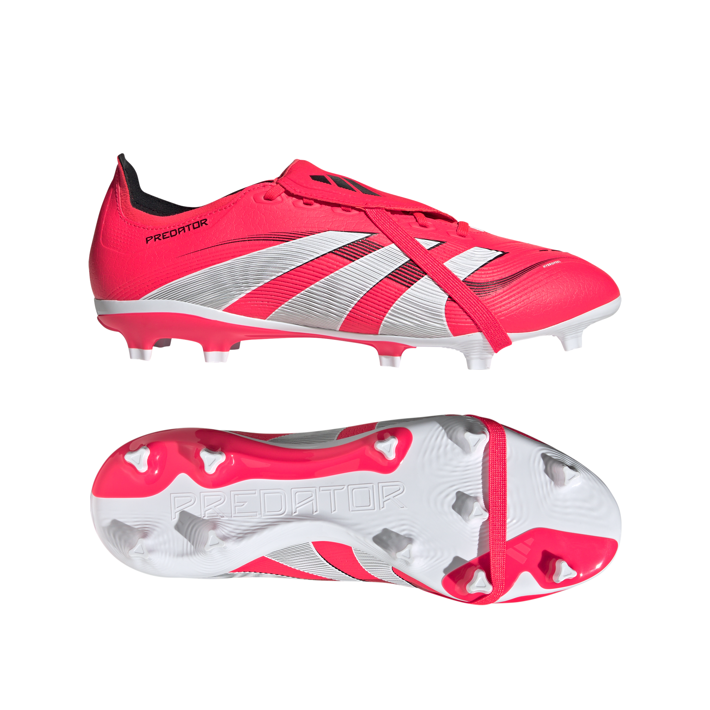 Adidas Predator League FG Soccer Cleats for Men - Fold Over Tongue Football Shoes in Lucid Red/White/Core Black | Perfect for Artificial Grass & Competitive Matches