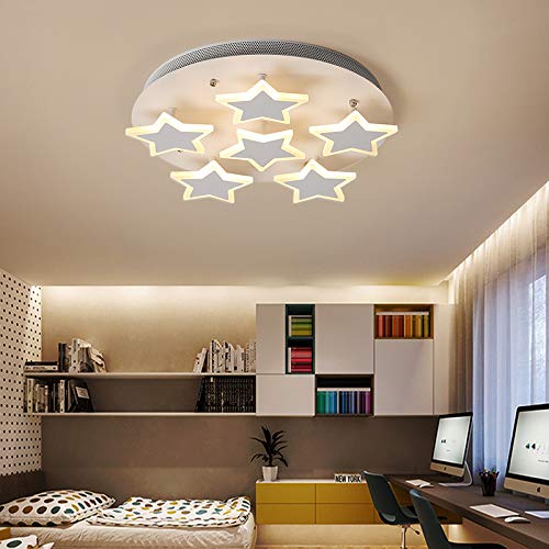 Modern LED Ceiling Light - Art Deco White Dimmable Flush Mount Fixture with Star Design for Living Room, Bedroom, Dining Room | Energy Efficient Home Lighting for Indoor Spaces