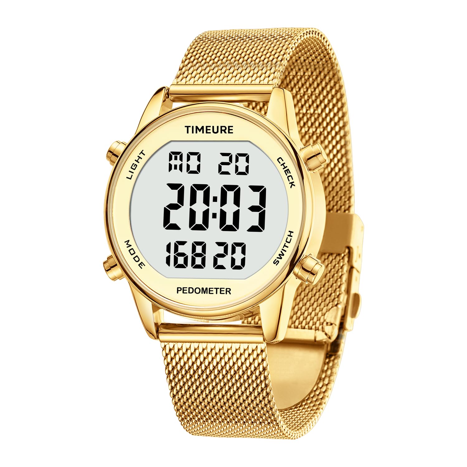 Women's Fitness Tracker Watch - Step Counter Pedometer with Stainless Steel Band | No App Needed | Tracks Steps, Calories, Distance | Features Alarm & Countdown Timer | Perfect for Walking, Running, Gym Workouts & Daily Activity Tracking (Model TU-2401)