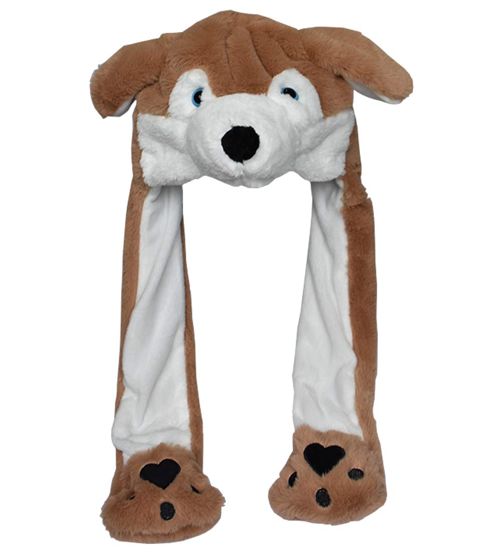 Warm & Cute Plush Ear Flap Hat for Kids & Adults - Movable Ears & Paw Design - Perfect for Winter, Outdoor Activities & Cosplay
