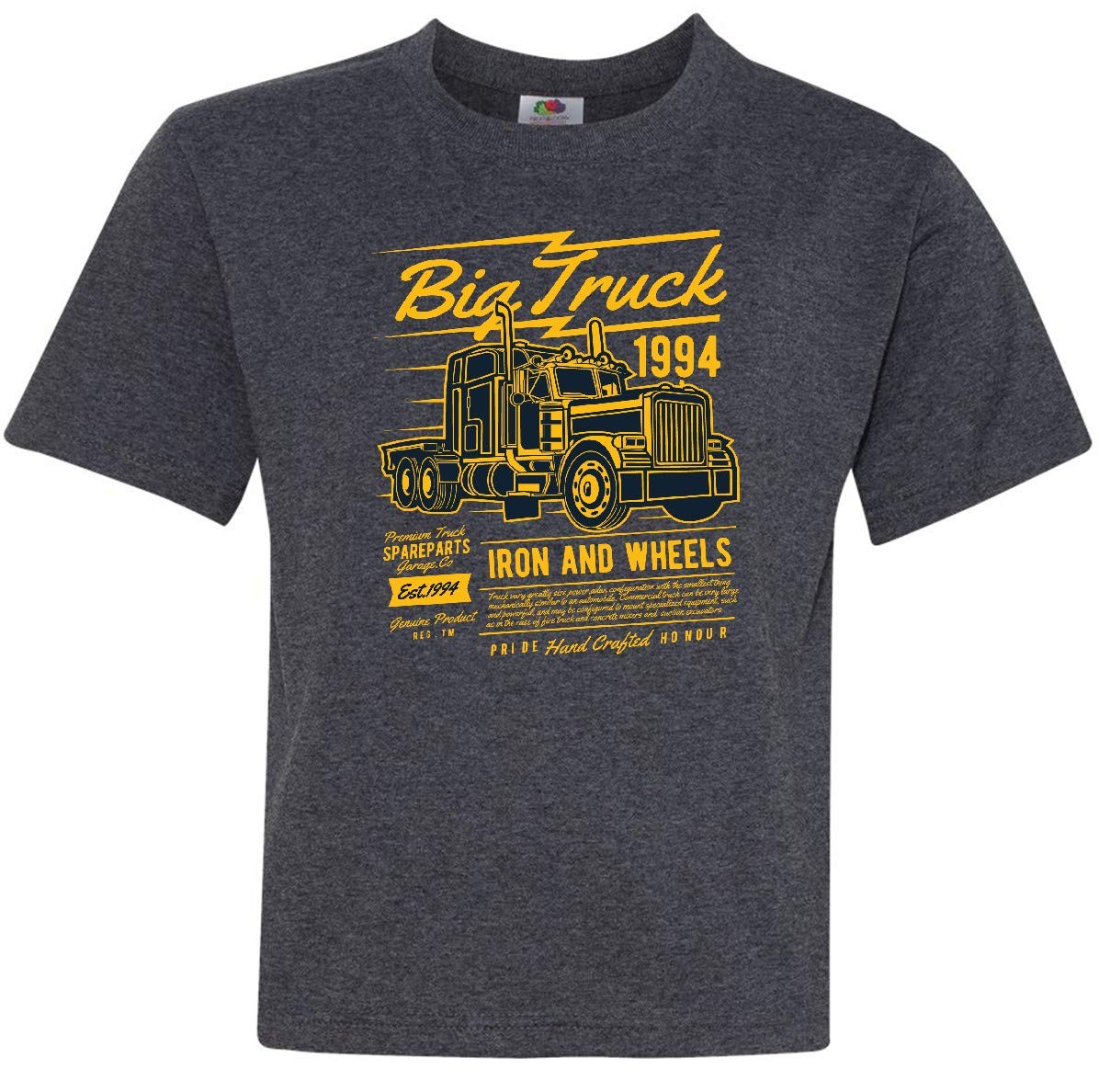 Inktastic Big Truck Iron and Wheels Youth T-Shirt - Cool Graphic Tee for Boys, Kids Truck Lovers - Perfect for Playdates, School, and Outdoor Adventures