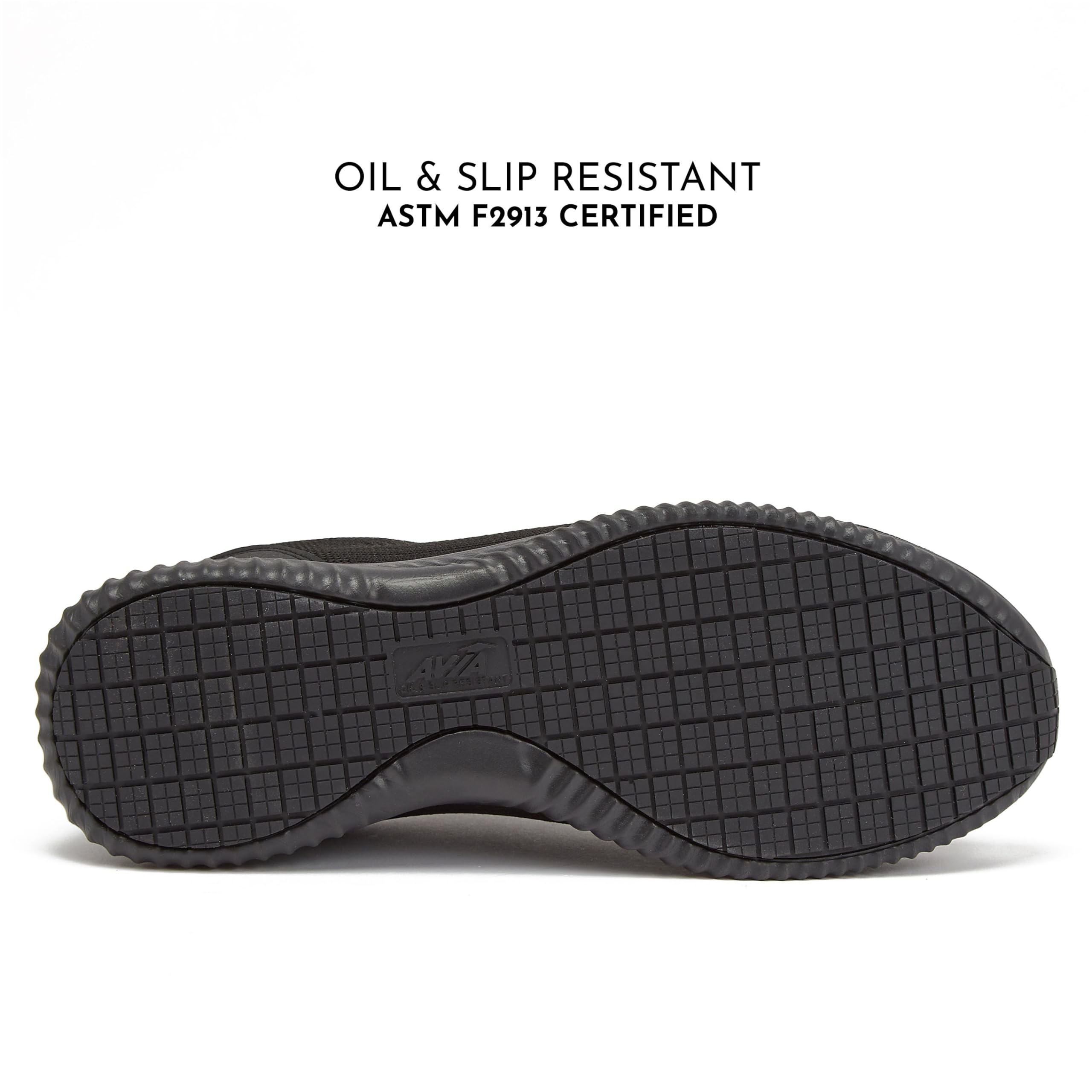 Avia Women's Anchor Mesh Slip-On Non-Slip Work Shoes - Comfortable, Water-Resistant for Restaurant, Food Service & Healthcare Professionals (Black/Navy/White) - Perfect for Waitresses, Nurses & Kitchen Staff