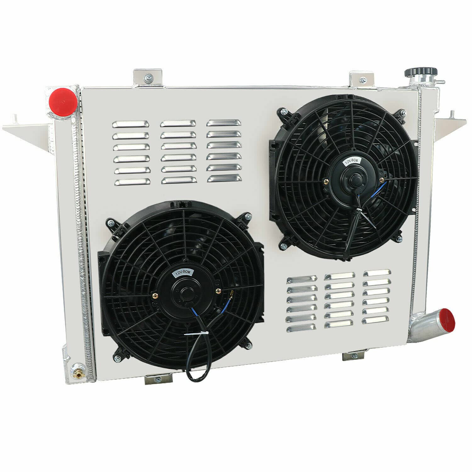 ALLOYWORKS 3 Row All Aluminum Radiator with Shroud Fan & Relay Kit for 1991-1993 Dodge D/W Series D250 D350 W250 W350 5.9L Cummins Diesel - Heavy Duty Cooling Upgrade for Towing & Off-Road Use