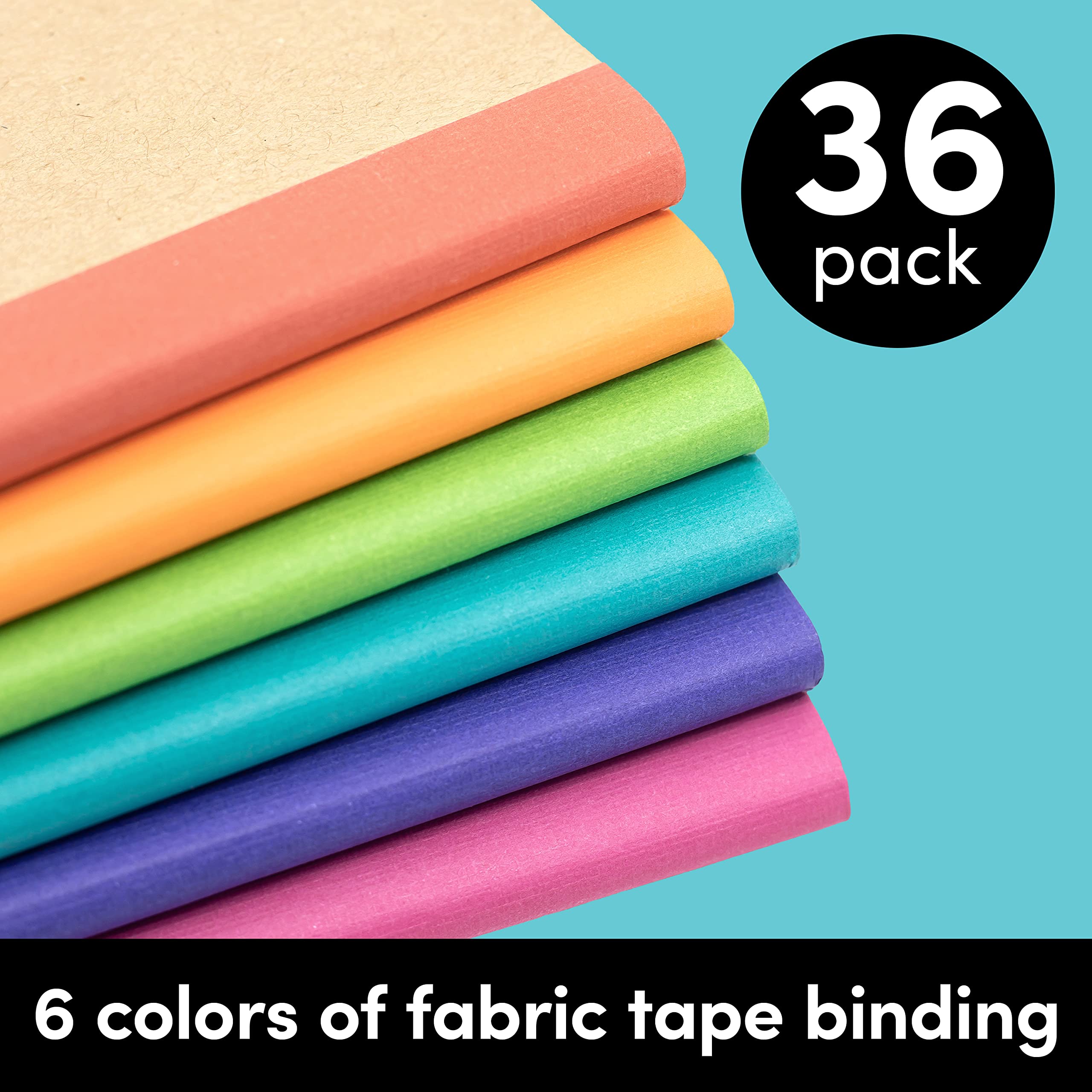 PAPERAGE 36-Pack College Ruled Composition Notebooks - 120 Pages, Kraft Cover with Rainbow Spines, 8