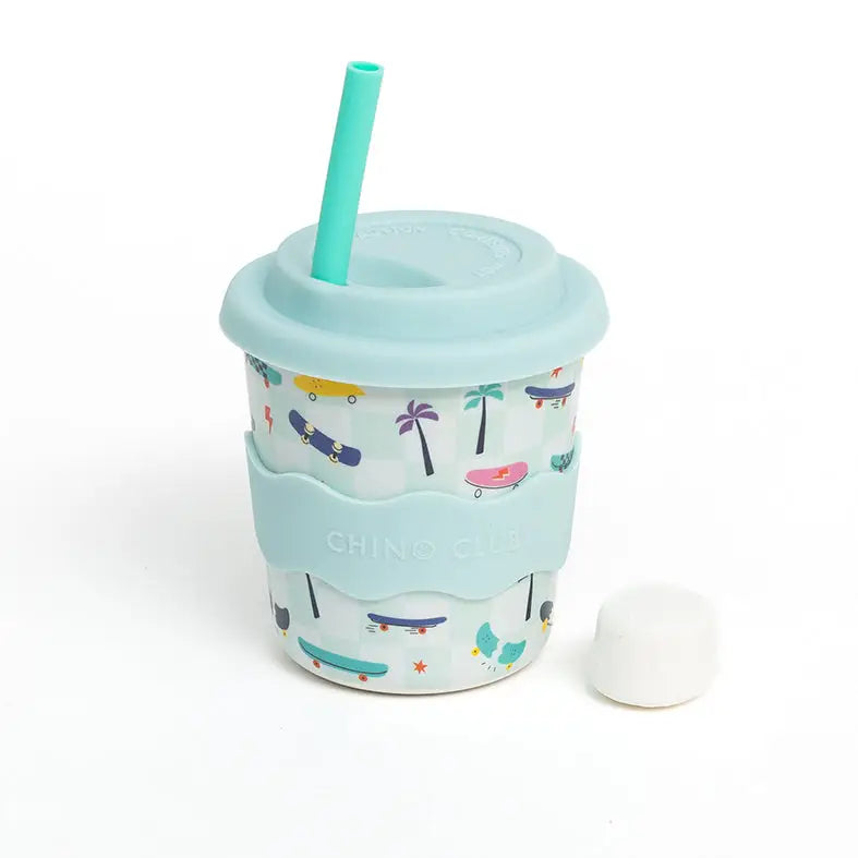 Kids Skateboard Design Keep Cup 240ml with Straw - Reusable Coffee Cup for School, Travel & Outdoor Activities