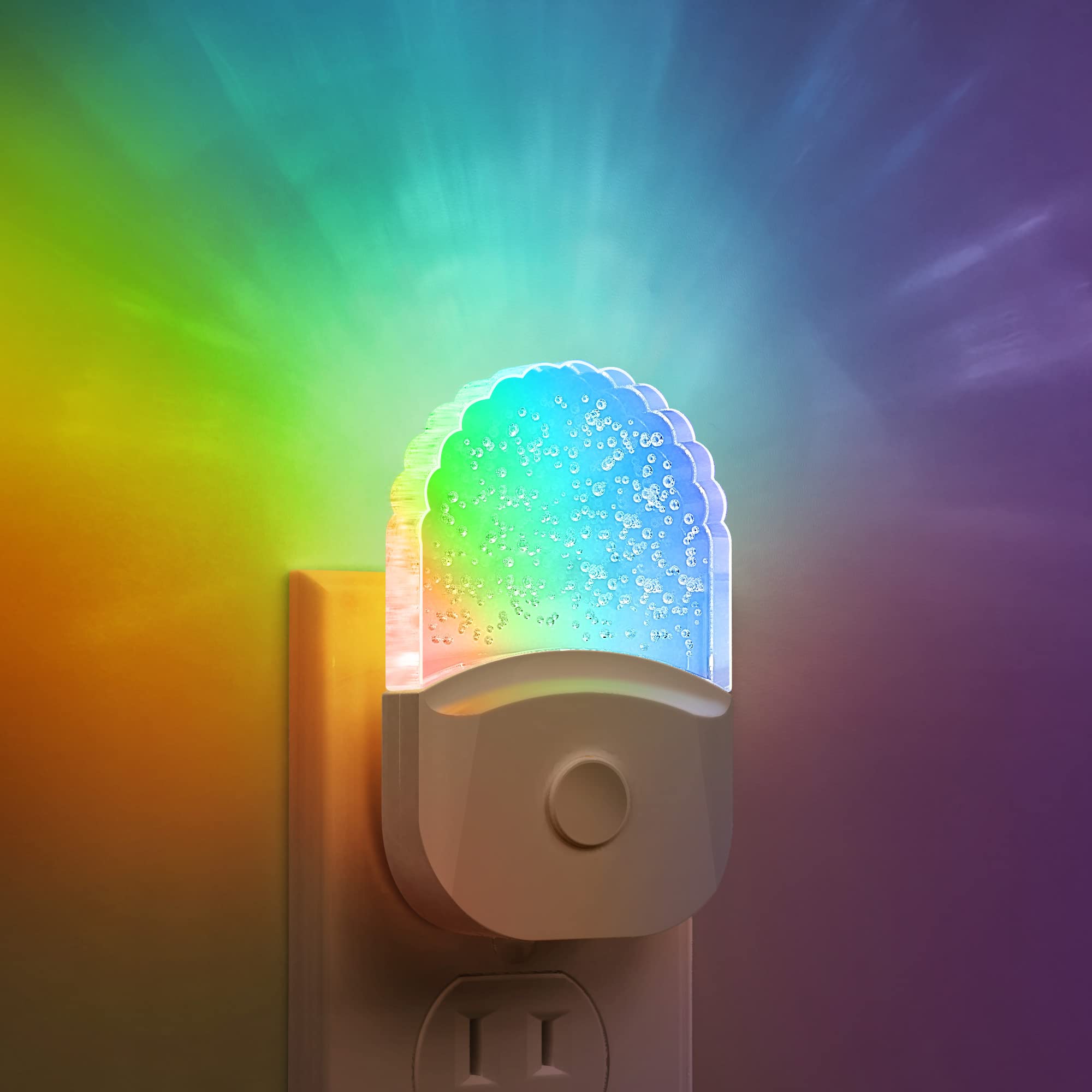 2 Pack Color Changing Night Lights for Kids - 8-Color RGB LED Plug-in Wall Nightlight with Auto Dusk to Dawn Sensor | Perfect for Nursery, Bedroom, Bathroom Decor & Safe Nighttime Navigation