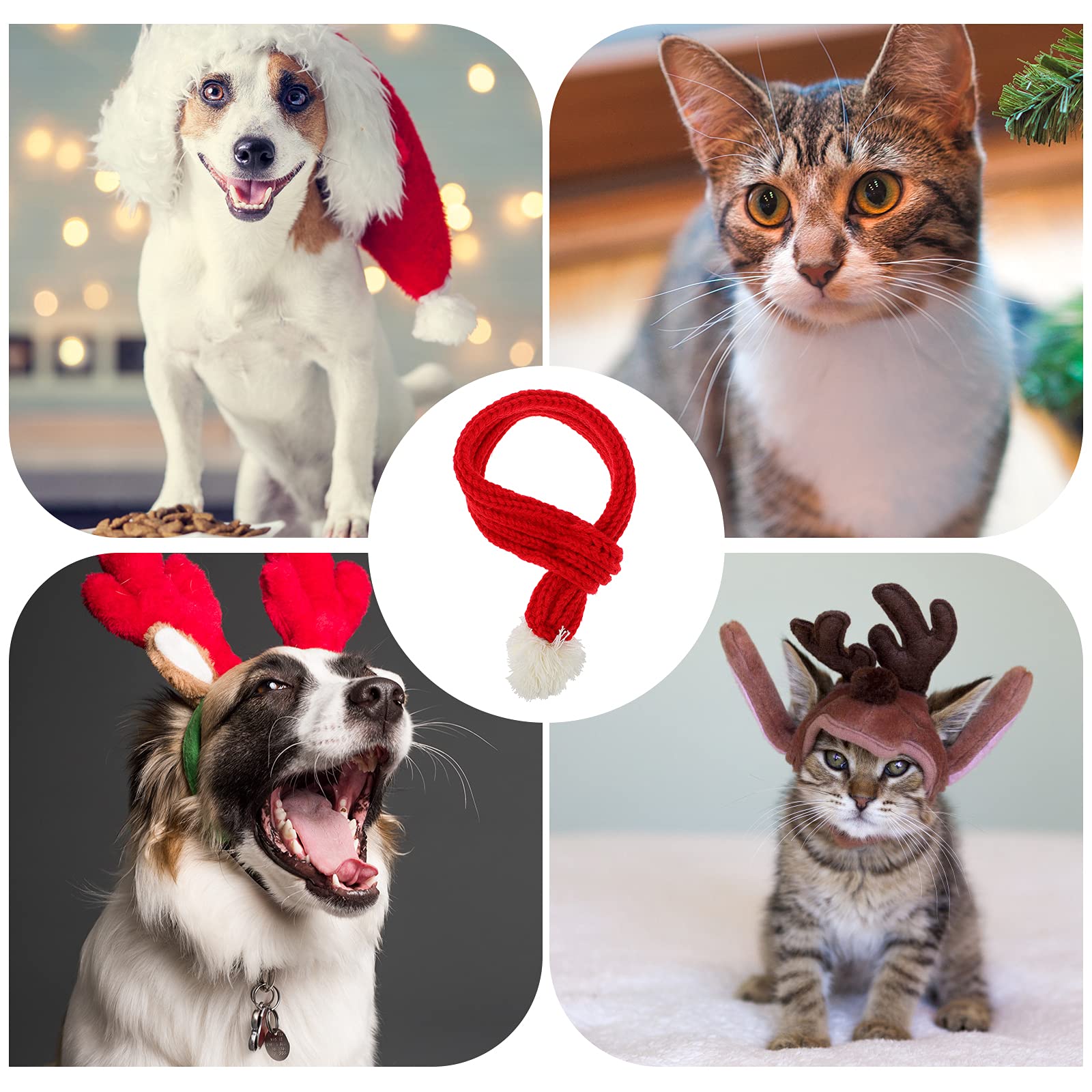 ULTECHNOVO Christmas Dog Scarf Bib - Red Knitted Pet Scarf for Large Dogs & Cats, Festive Holiday Costume Accessory with Plush Lining - Perfect for Christmas Photos, Pet Parties & Winter Outings