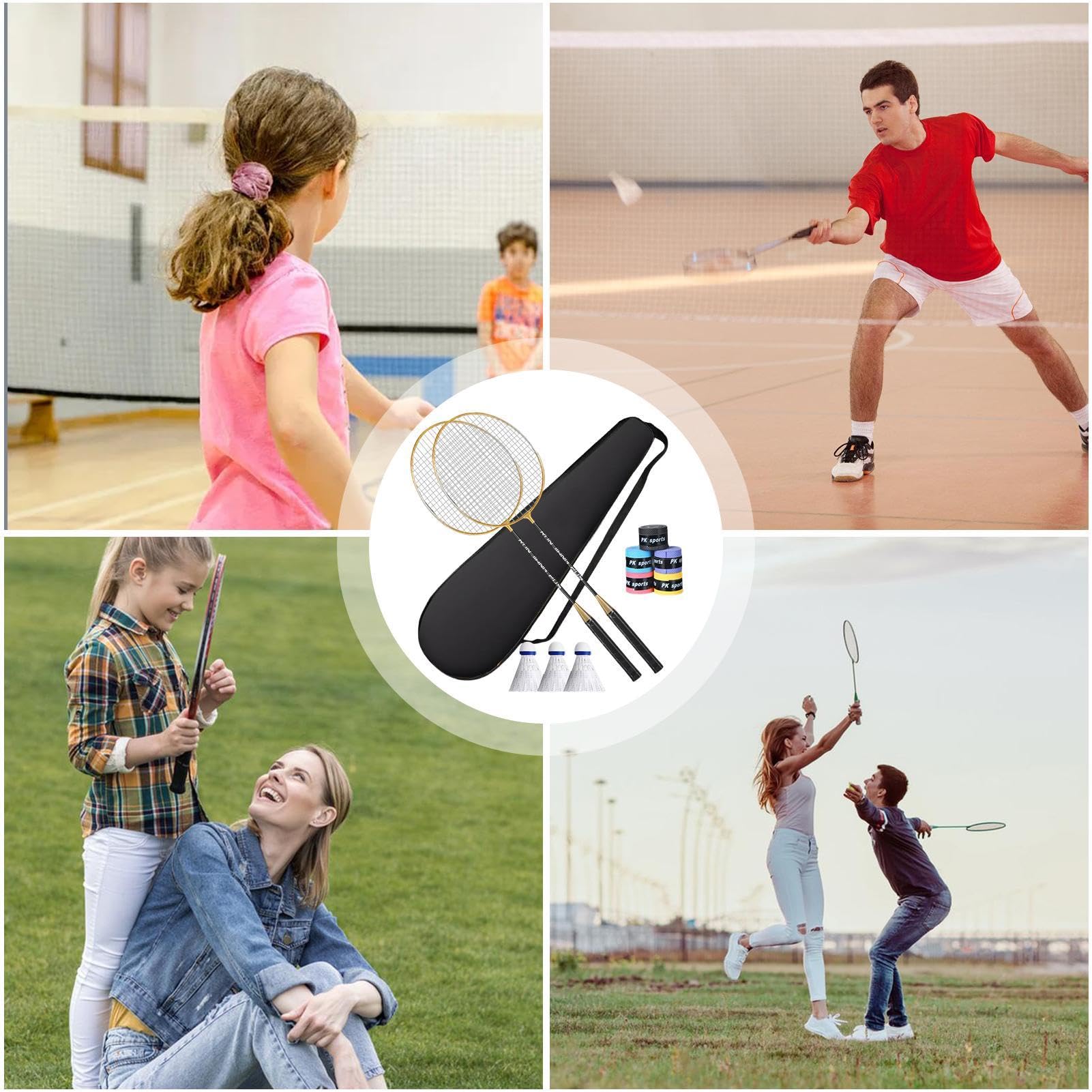 Lightweight Badminton Rackets Set with Sweat-Absorbent Grip for Outdoor Games
