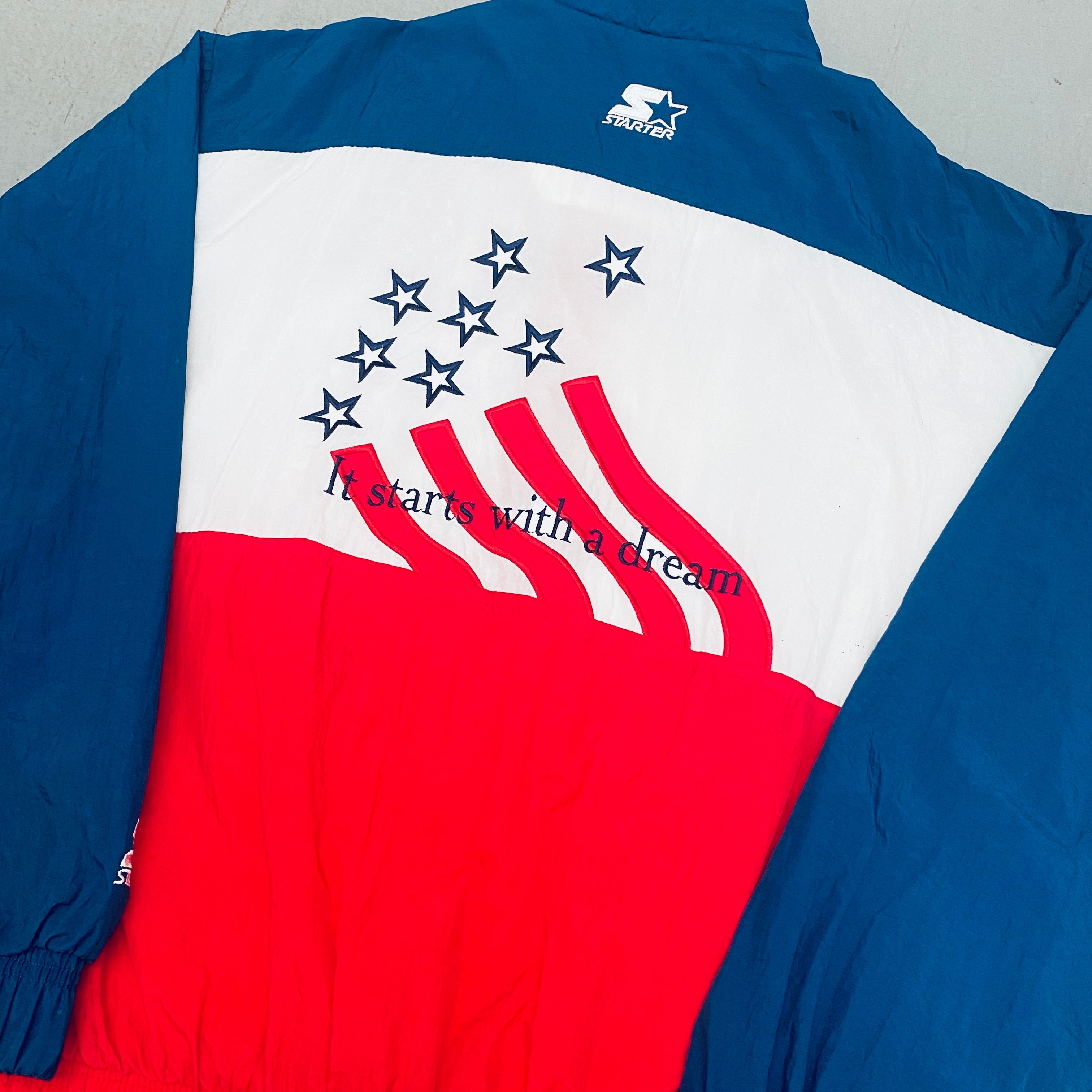 1996 Atlanta Olympics USA Team Full-Zip Starter Windbreaker Jacket - Vintage Collectible for Sports Fans & Retro Fashion