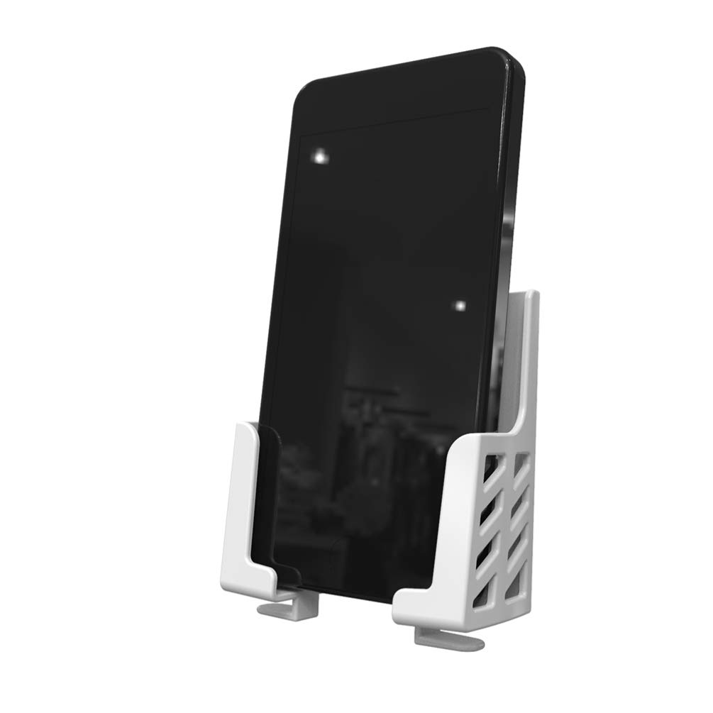 Wall Mount Phone Tablet Holder - Dual Slot Adjustable Stand for Smartphones & Tablets | Secure Hanging Storage Bracket | Perfect for Kitchen, Bedroom & Office (Black)