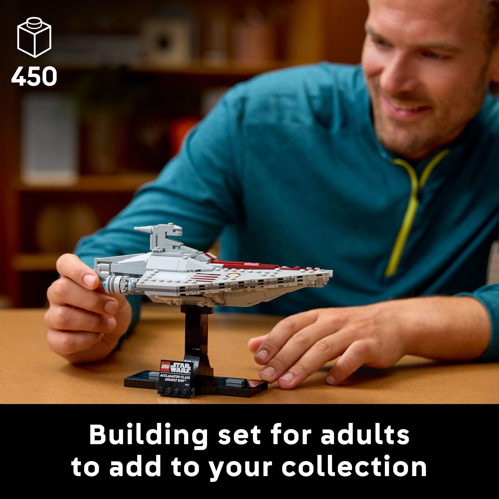 LEGO Star Wars: Attack of The Clones Acclamator-Class Assault Ship Building Set (75404) - Star Wars Collectible Model Kit with Display Stand for Adults - Perfect for Home Office Decor, Gift for Fans & Star Wars Enthusiasts