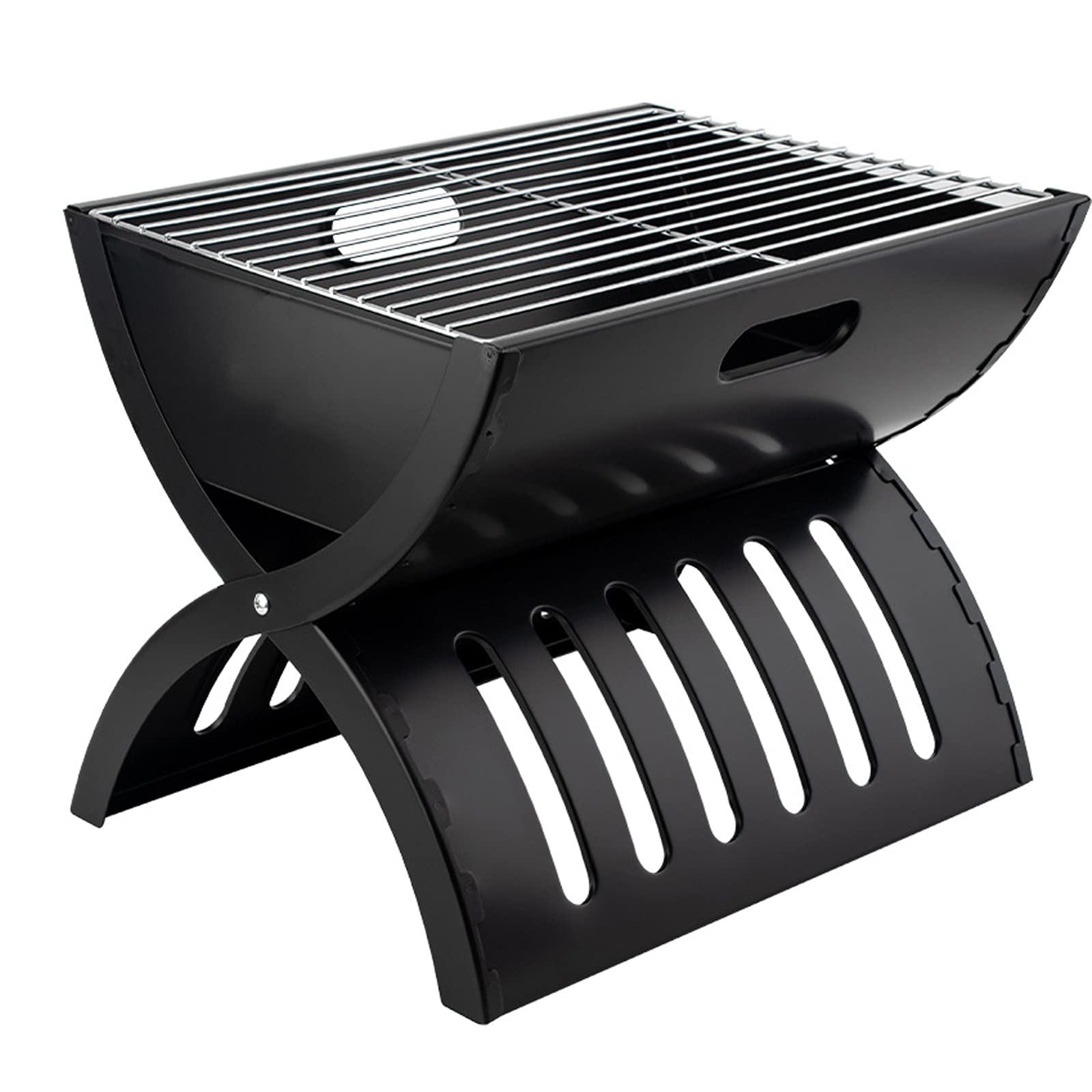 Portable Charcoal Grill - Foldable X-Shaped BBQ Grill for Outdoor Cooking, Camping, Picnics, Backyard & Travel | Compact & Lightweight Design | Perfect for Garden, Terrace, Beach & Tailgating (Black)