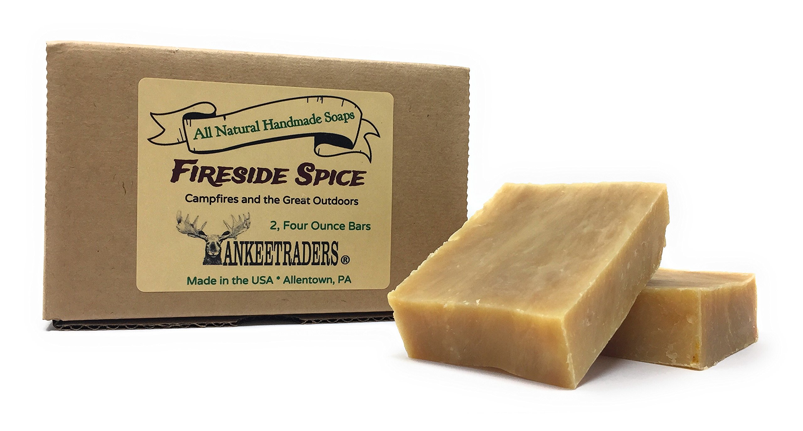 Fireside Spice All Natural Handmade Goat Milk Soap Bar for Men - 2 Pack (4 Oz Each) - Moisturizing & Exfoliating - Perfect for Shaving, Bath & Body Care