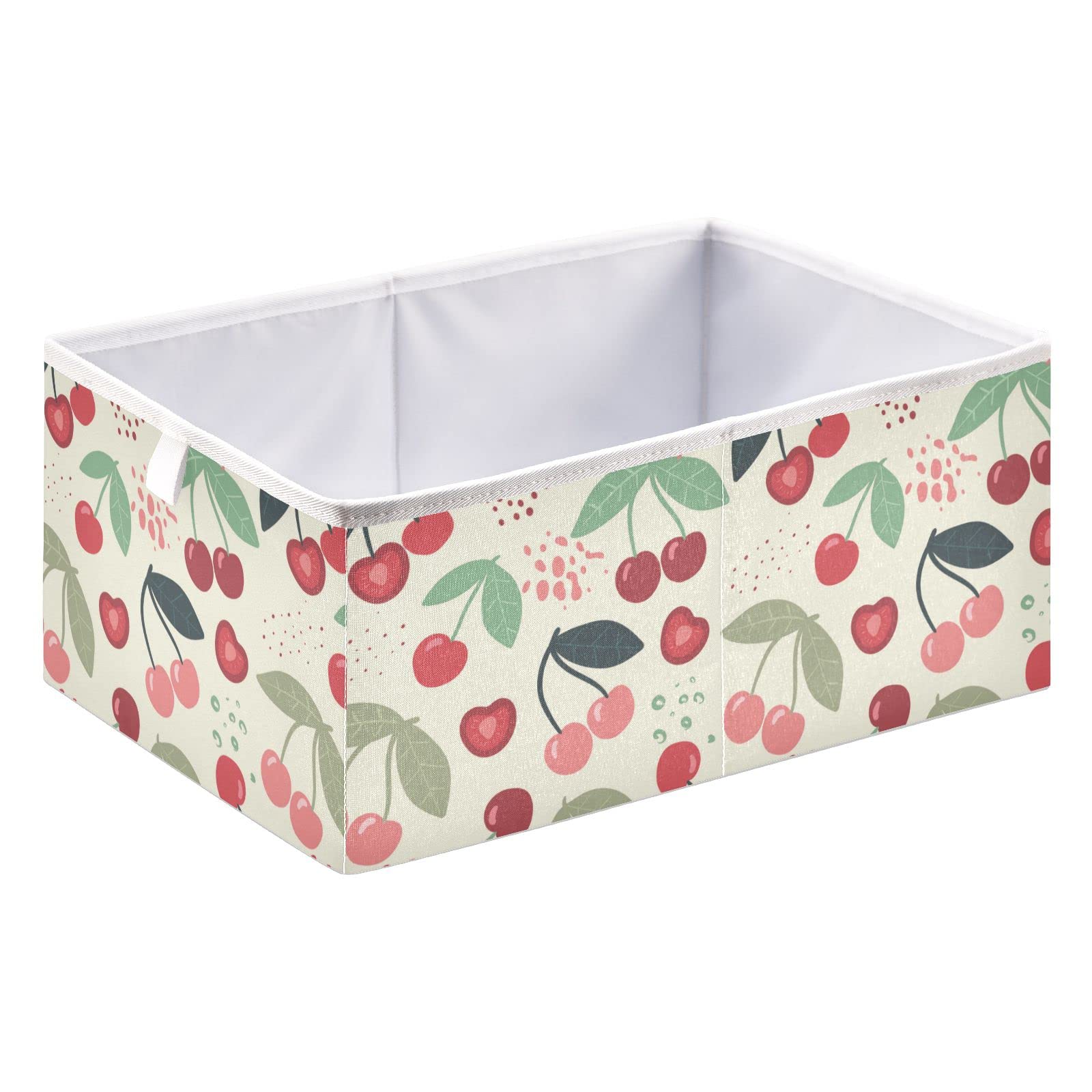 Foldable Fabric Storage Bins 15.75x10.63x6.96 Inches - Collapsible Cube Organizer Baskets for Shelves, Closet & Home Organization - Cherry Retro Abstract Design - Perfect for Bedroom, Nursery & Office Storage