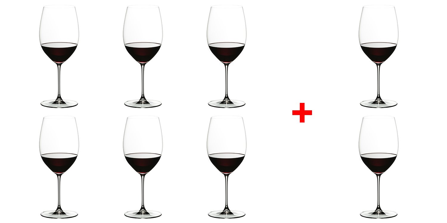 Riedel Veritas Cabernet Merlot Wine Glasses - Set of 8 (Pay for 6) | Premium Crystal Red Wine Glasses for Cabernet Sauvignon & Merlot | Perfect for Fine Dining, Wine Tasting & Gift Giving
