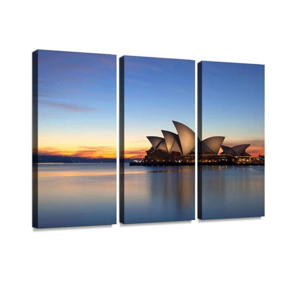 Stunning Sydney Opera House Dawn Canvas Wall Art - 3 Panel Painting for Living Room & Bedroom Decor - Premium Home Wall Decor Posters | Perfect for Modern Housewarming Gifts & Office Wall Decoration