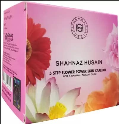 Shahnaz Husain 5-Step Flower Power Skin Care Kit & Mixed Fruit Facial Set with Tulsi Neem Face Wash - Natural Glow for Dry & Sensitive Skin | DIY Spa Day at Home