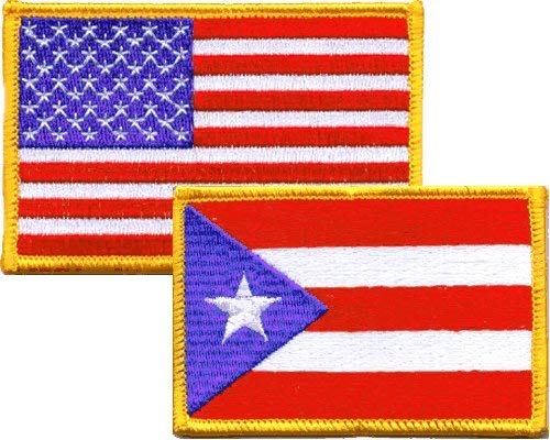 Puerto Rico & USA Flag Iron-on Embroidered Patch Combo Pack - Patriotic Sewing & DIY Craft Supplies for Hats, Jackets, Bags - Perfect for Veterans Day, Independence Day & National Pride Events