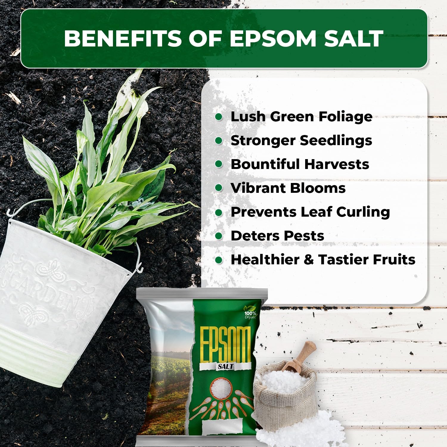 10kg Epsom Salt for Healthy Plants - Magnesium Sulfate Fertilizer for Gardening, Lawns & Hydroponics