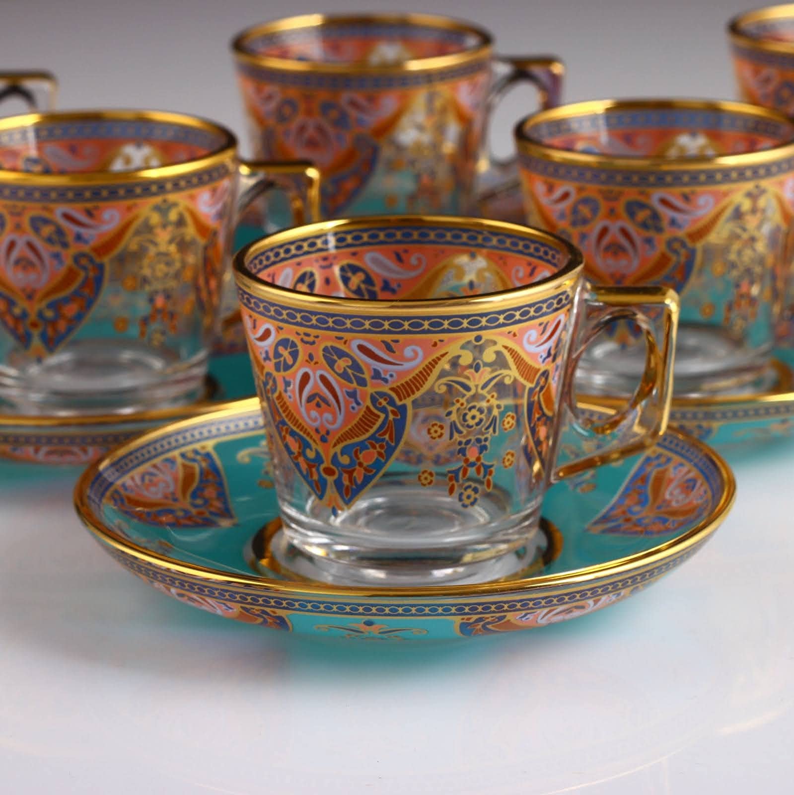 Premium Espresso Coffee Cups Set - Turkish Arabic Greek Glass Coffee Mugs for Women & Men - Elegant Pink Evla Espresso Size Cups - Perfect for Home, Office, Wedding Gifts & Entertaining Guests - Ideal for Afternoon Tea, Coffee Breaks & Dinner Parties