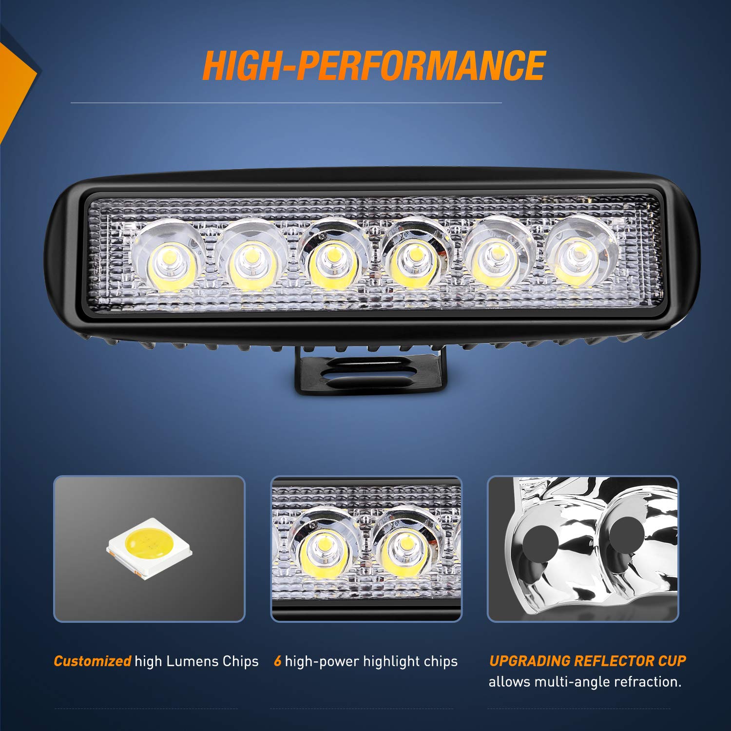 Nilight 4PCS 18W LED Light Bar - Spot Driving Fog Lights for Off Road, Boat, SUV, Jeep | Waterproof Work Lights for Outdoor Adventures & Night Driving