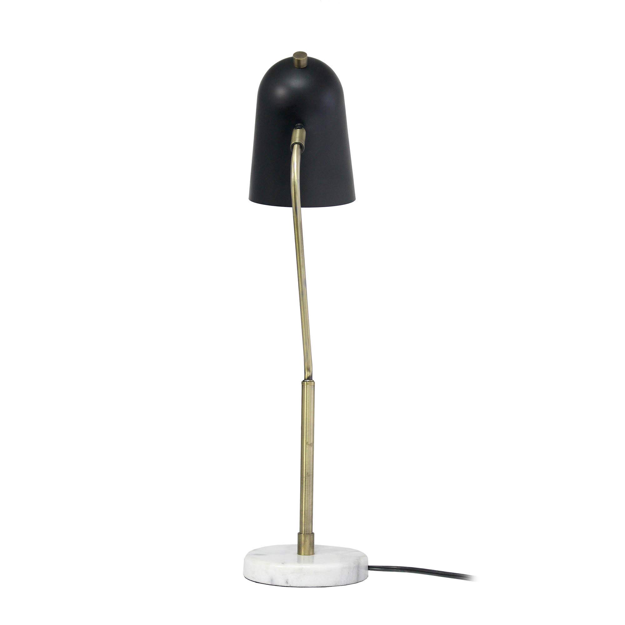 Vintage Industrial Desk Lamp - 24 Inch Adjustable LED Light with Antique Brass, Matte Black & Marble White Finish (LHD-5058-AB) | Perfect for Home Office, Study Room & Reading Nook Lighting