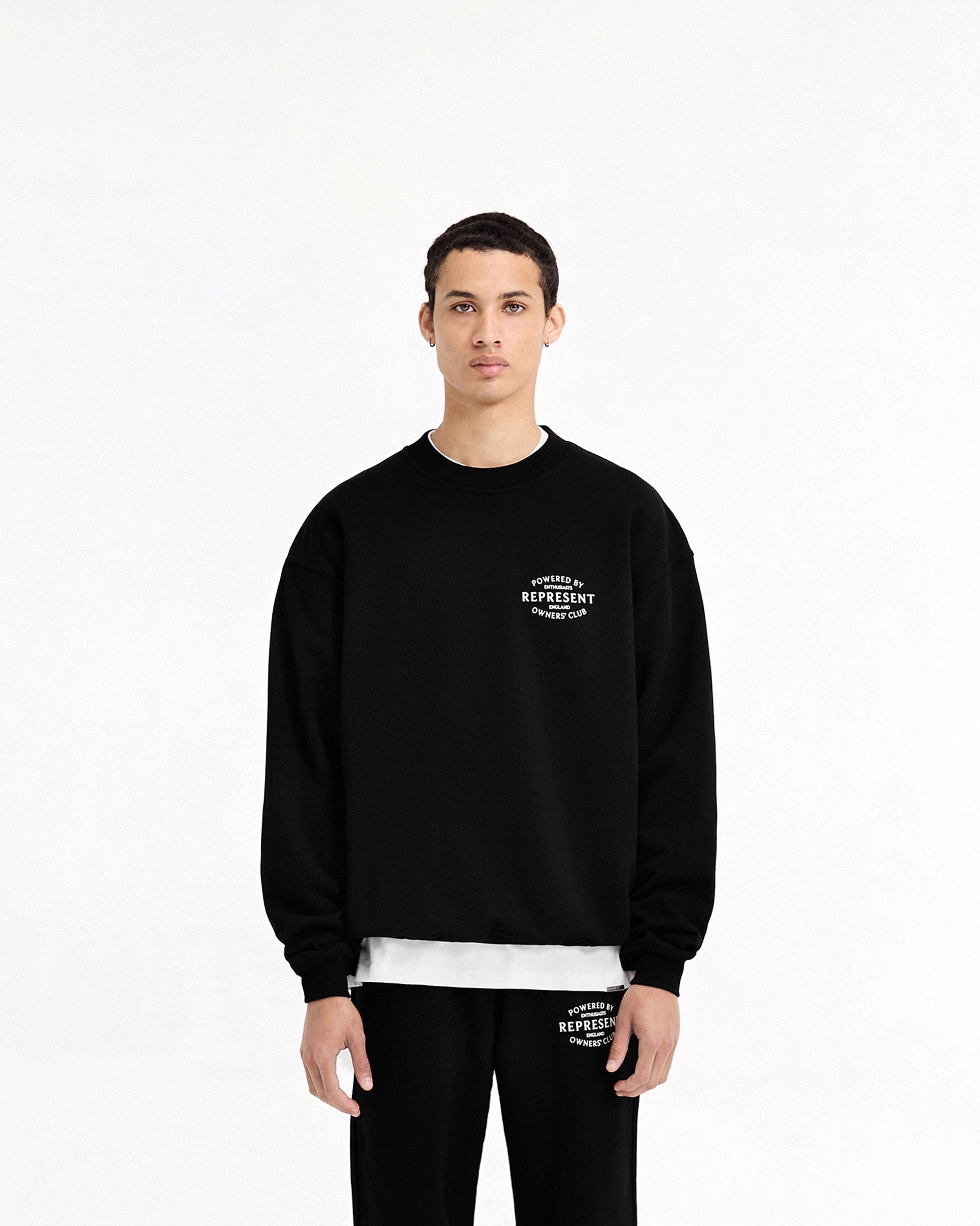 Represent Owners Club Stamp Sweater - Jet Black | Men's Luxury Streetwear Pullover | Perfect for Casual Outfits & Urban Fashion
