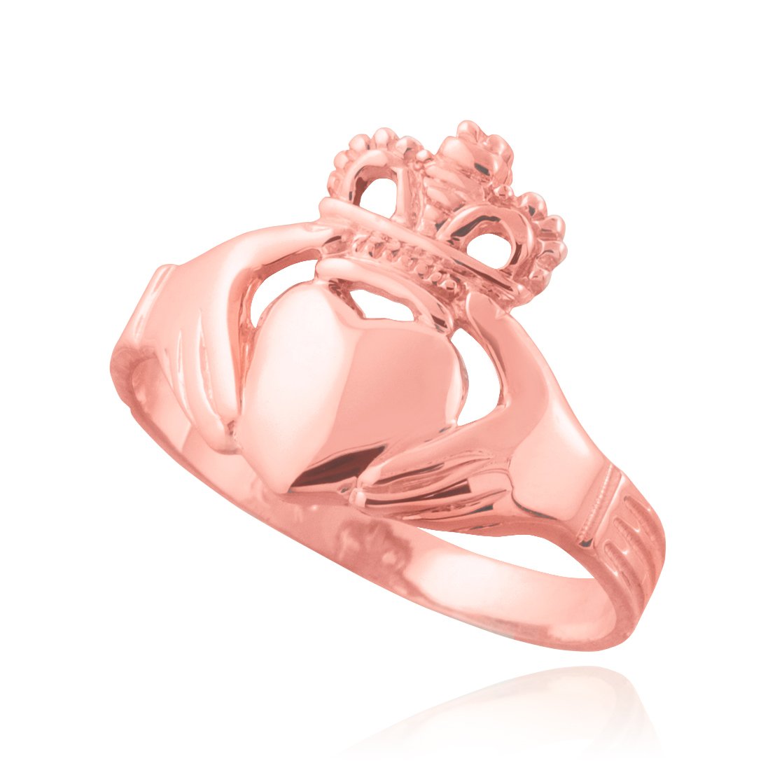 10k Rose Gold Claddagh Ring for Women - Classic Irish Love & Friendship Ring - Perfect for Weddings, Anniversaries & Gifts