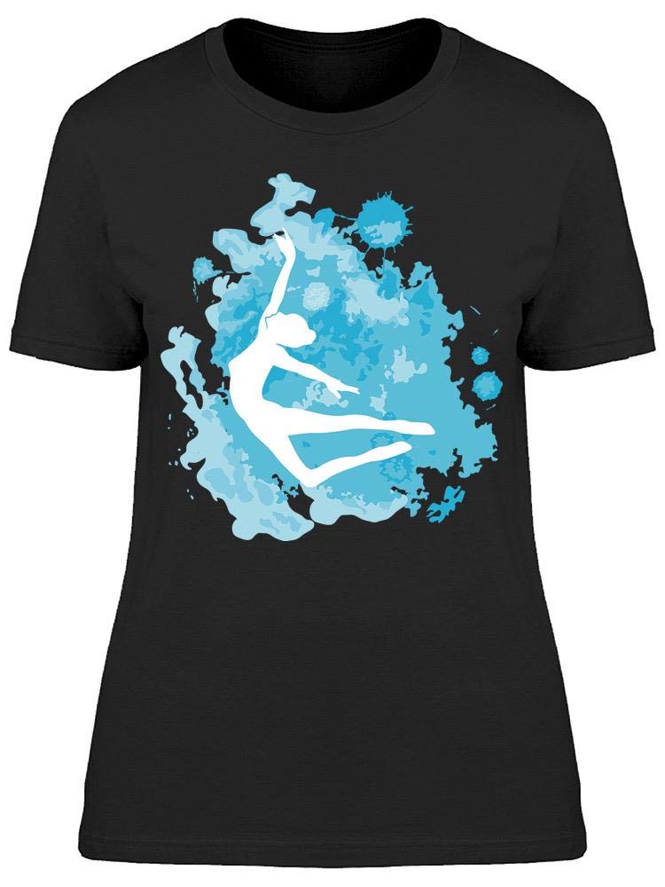 Women's Gymnast Silhouette Over Paint Graphic T-Shirt - Perfect for Workouts, Yoga & Casual Wear