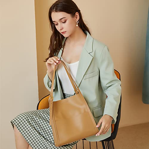 Genuine Leather Bucket Bag for Women - Stylish Tote & Shoulder Purse for Daily Use