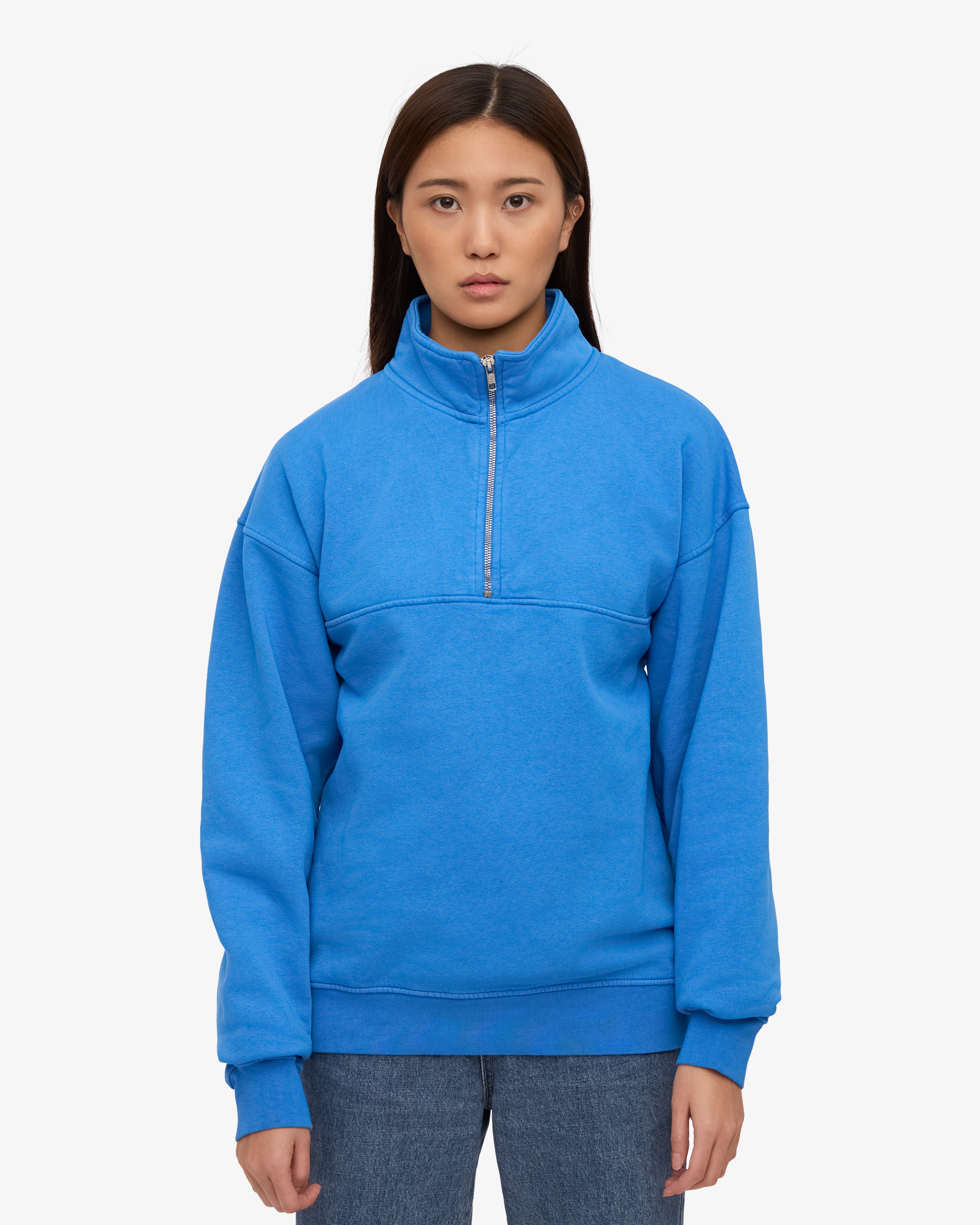 Organic Quarter Zip Sweatshirt for Men - Soft & Comfortable Pacific Blue Pullover - Perfect for Casual Wear, Outdoor Activities & Layering in Cool Weather