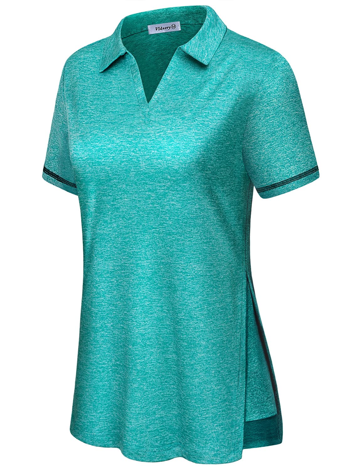 Vldnery Women's Short Sleeve V-Neck Golf Shirts - Loose Fit Breathable Polo T-Shirts for Golf, Tennis & Workout - Casual Athletic Top for Sports & Outdoor Activities