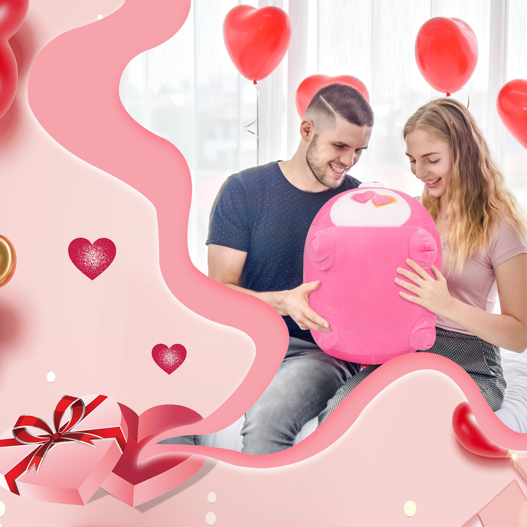 Cute 20'' Pink Heart Bear Plush Stuffed Animal - Soft Anime Teddy Pillow Toy, Perfect Gift for Girlfriend, Kids Birthday Present | Great for Bedroom Decor, Cuddling & Gifts