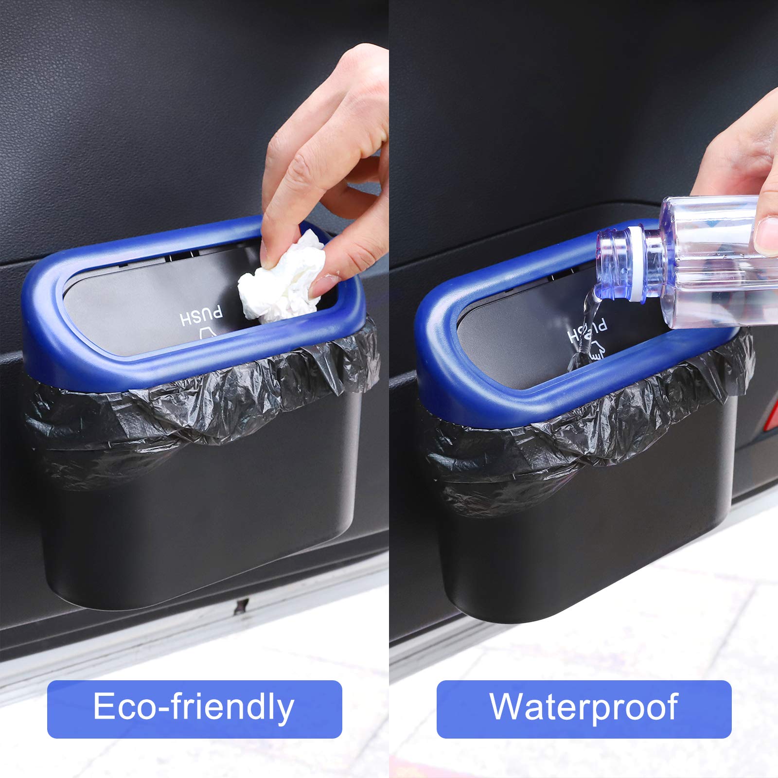 **Accmor 2 Pack Waterproof Car Trash Can with Lid - Leakproof Vehicle Garbage Bin Organizer for Auto, Home & Office - Perfect for Road Trips, Commuting & Workspace Cleanup**
