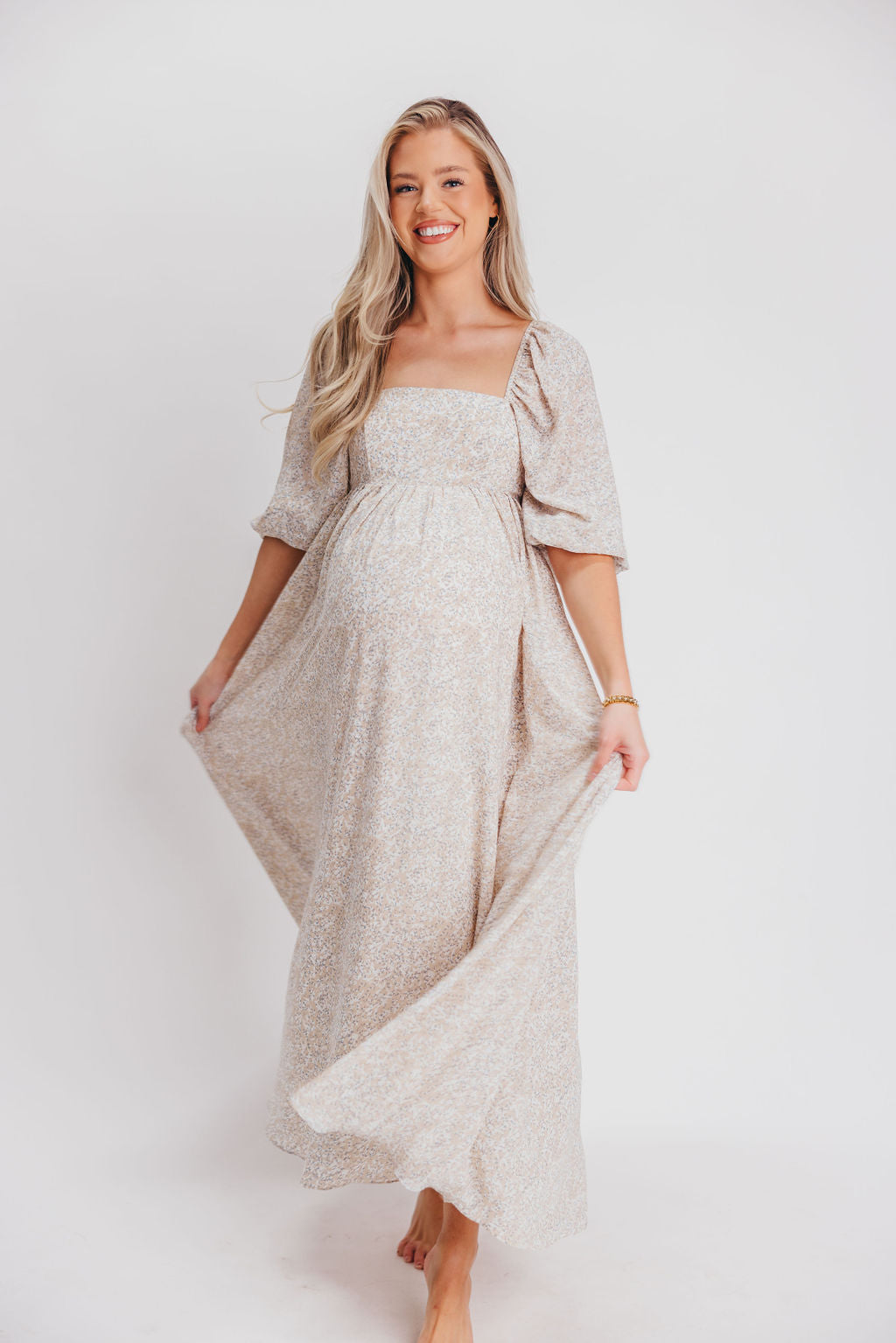 Elegant Mona 'Love Story' Maxi Dress - Bump Friendly & Inclusive Sizing (S-3XL) | Perfect for Maternity, Weddings & Special Occasions