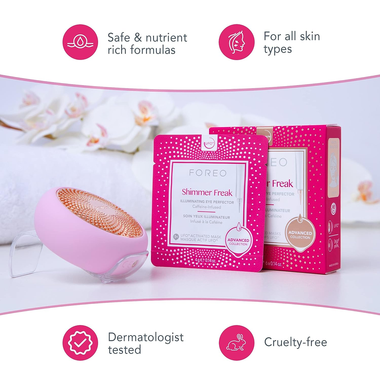 FOREO UFO Shimmer Freak Mask - Smart Facial Treatment Device for Glowing Skin | At-Home Spa & Skincare Routine