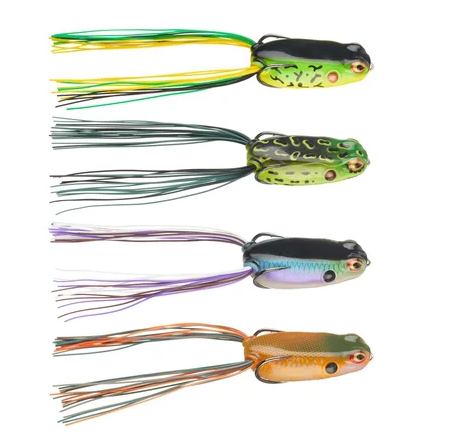Booyah Junior Pad Crasher Frog Lure Kit - 4 Pack Topwater Bass Fishing Lures for Freshwater & Pond Fishing - Perfect for Weedless Frog Fishing in Lily Pads & Heavy Cover