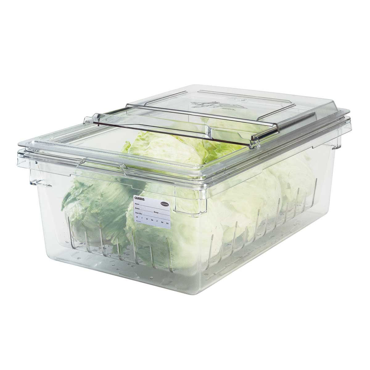 Cambro 18268CLRCW135 Camwear Clear Food Storage Box with Colander - 18 x 26 x 9 Inches - Perfect for Commercial Kitchens, Restaurants & Food Prep