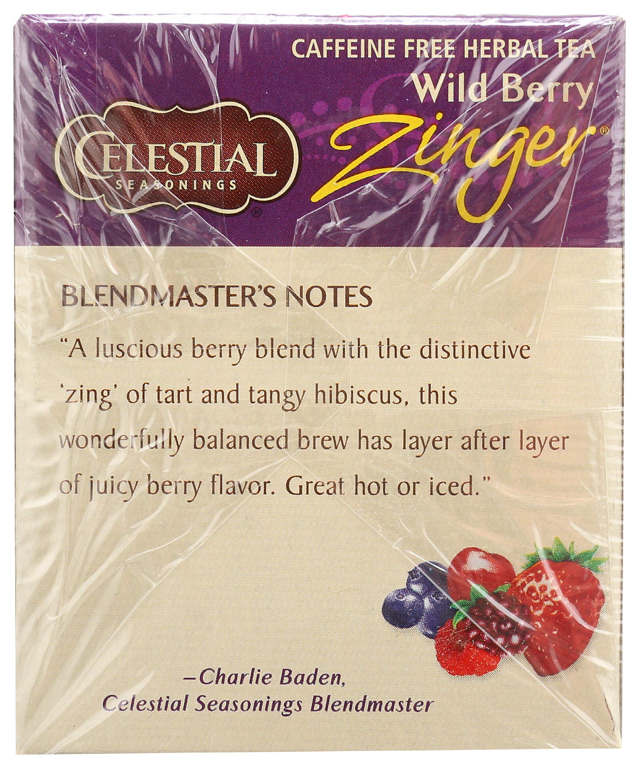 Celestial Seasonings Wild Berry Zinger Herbal Tea Bags - 20 Count | Caffeine-Free Fruit Infusion for Relaxation & Wellness | Perfect for Afternoon Tea, Office Break or Evening Unwinding