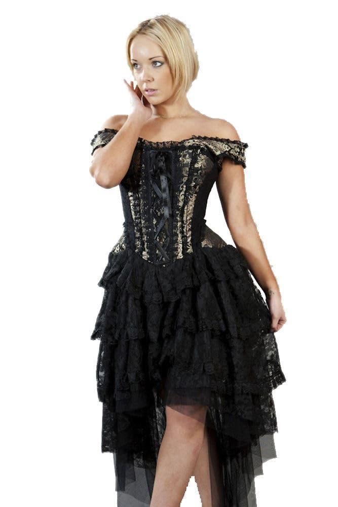 Women's Ophelie Steampunk Corset Dress - Victorian Gothic Lace-Up Bustier Costume for Cosplay, Halloween & Renaissance Fairs | Size Chart & Fit Guide Included