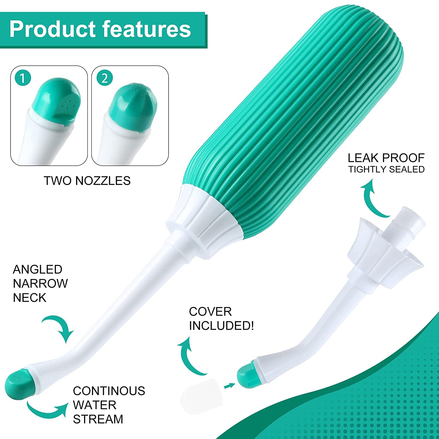 Postpartum Peri Bottle 17oz - Portable Bidet with Silicone Nozzles for Feminine Care & Travel