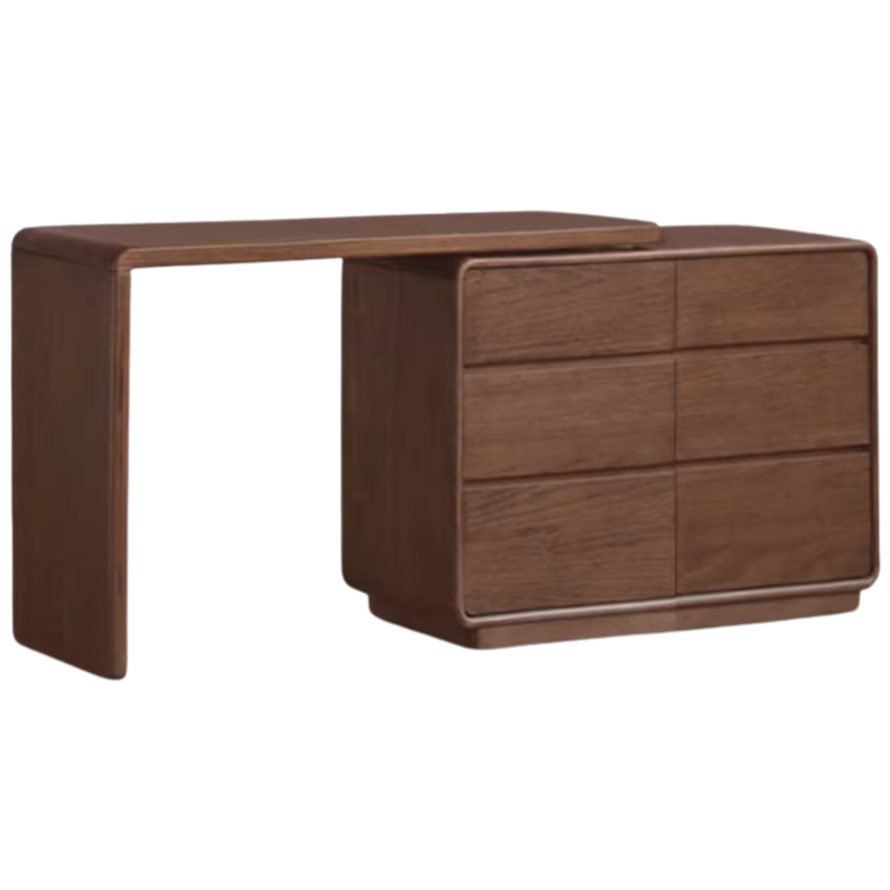 Premium Black Walnut & Golden Sandalwood Solid Wood Extendable Vanity Dressing Table - Perfect for Bedroom Makeup, Beauty Salon & Home Decor