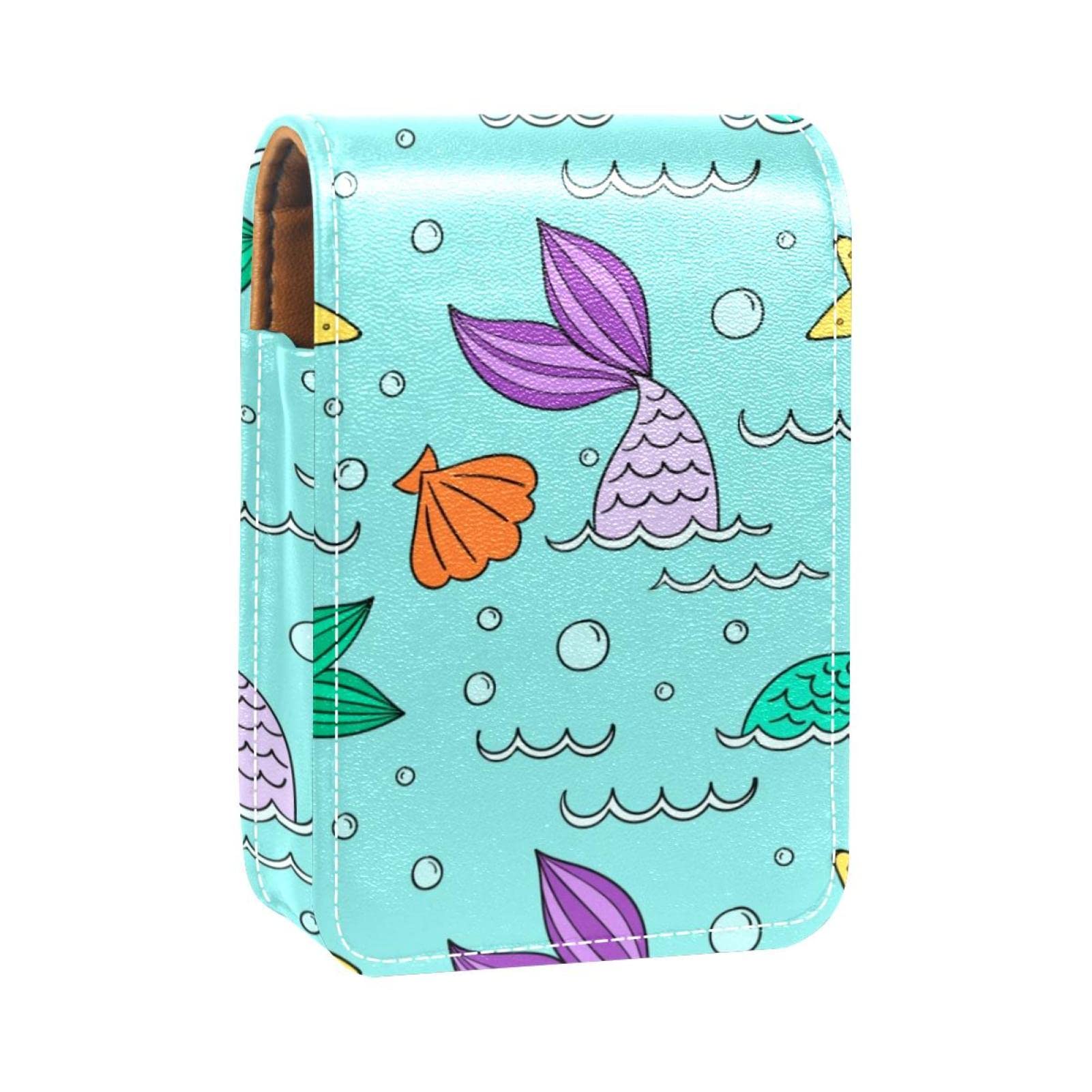 Personalized Lipstick Case - Portable Makeup Bag & Cosmetic Pouch Organizer with Mermaid Tail Design (Green/Purple) - Perfect for Travel, Beach Trips & Everyday Makeup Storage
