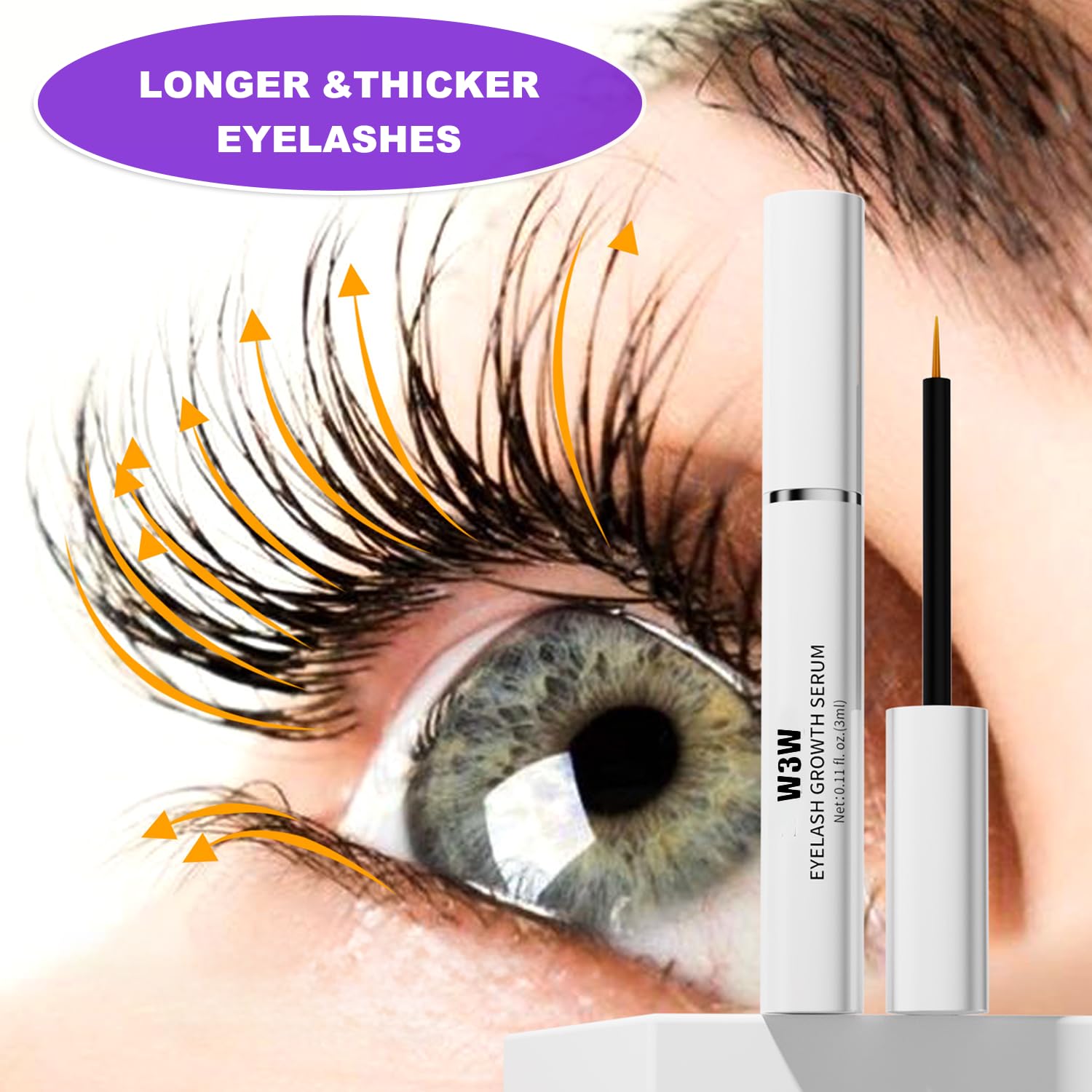 Best Eyelash Growth Serum for Longer & Thicker Lashes - Vegan, Cruelty-Free Lash Enhancer for Natural Looking Volume - Perfect for Nighttime Routine & Special Occasions (1PC)