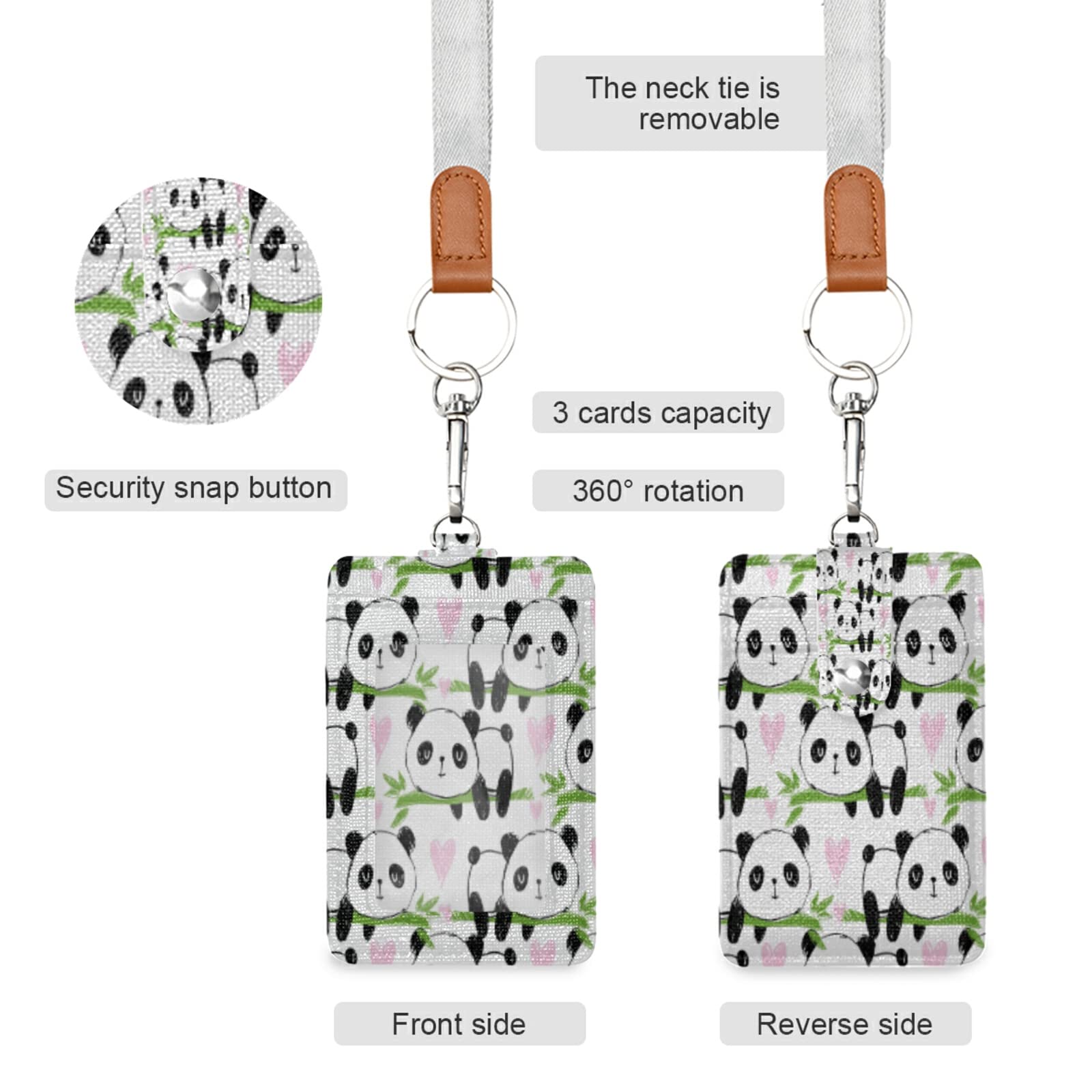Cute Panda ID Badge Holder with Lanyard - Office & School Use