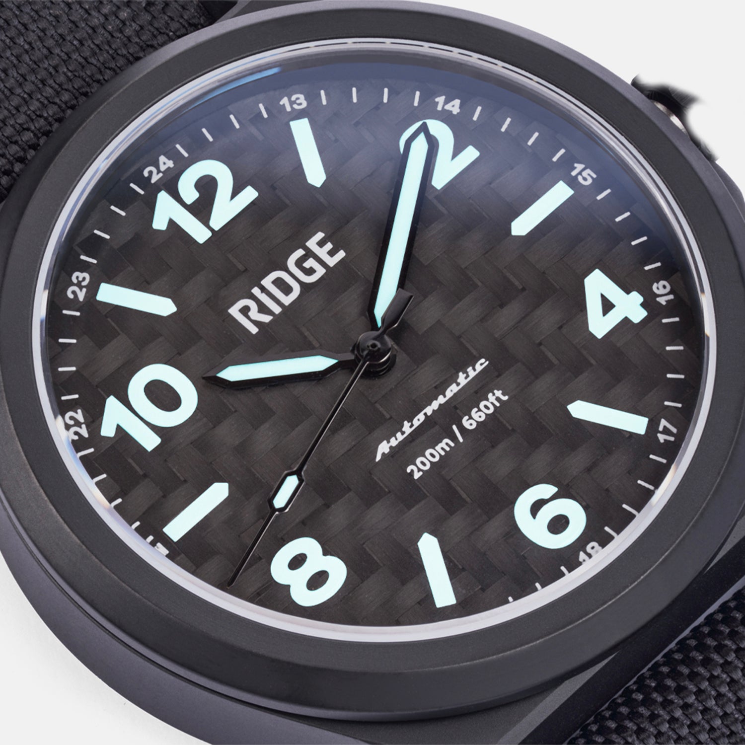 Ridge Titanium Field Watch 40mm - Carbon Fiber 3K - Durable Military Style Watch for Outdoor Adventures & Everyday Wear
